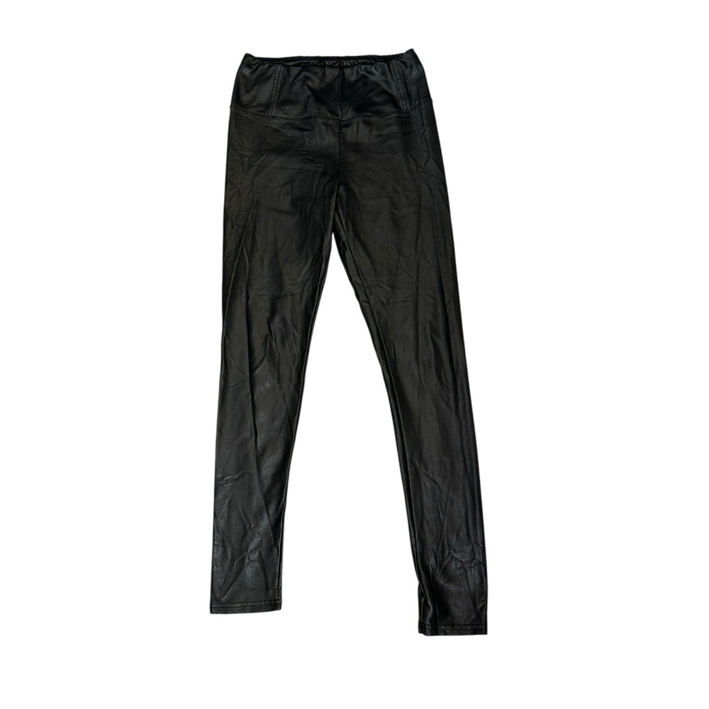 7 For All Mankind Black Faux Leather Stretch Leggings X-Mall